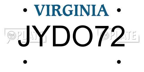 JYDO72 Virginia License Plate