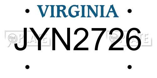 JYN2726 Virginia License Plate