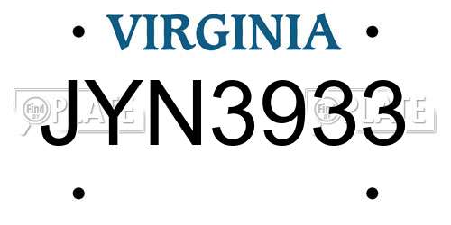 JYN3933 Virginia License Plate