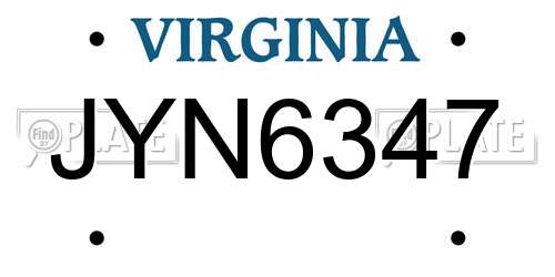JYN6347 Virginia License Plate