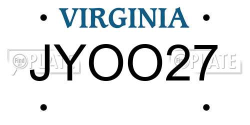 JYOO27 Virginia License Plate