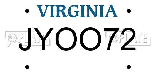 JYOO72 Virginia License Plate