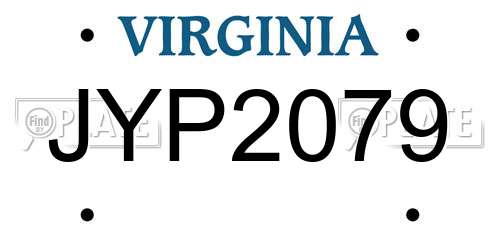JYP2079 Virginia License Plate