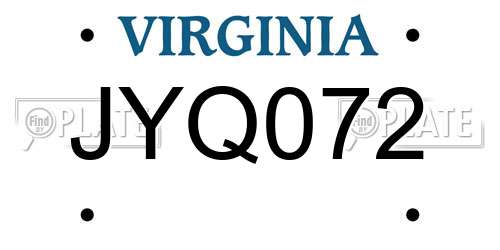 JYQ072 Virginia License Plate