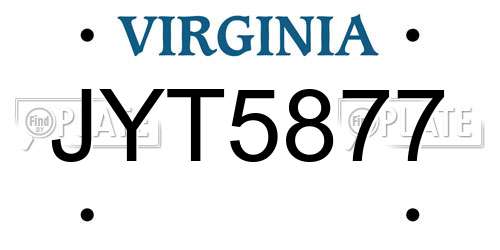 JYT5877 Virginia License Plate