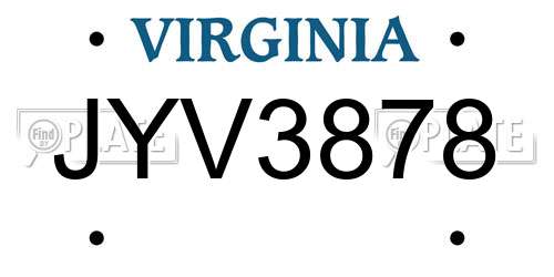 JYV3878 Virginia License Plate