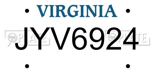 JYV6924 Virginia License Plate