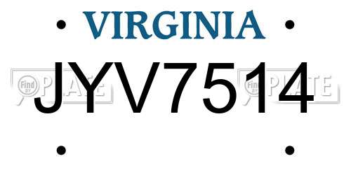 JYV7514 Virginia License Plate