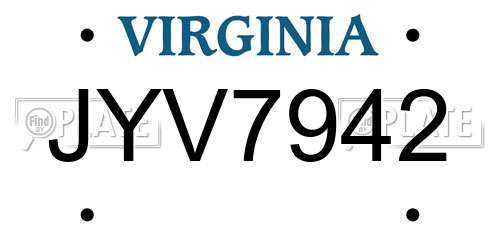 JYV7942 Virginia License Plate