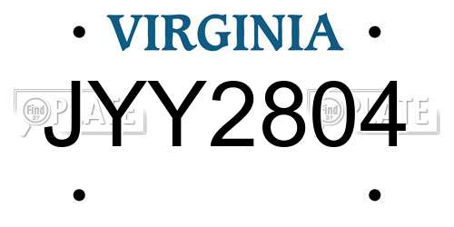 JYY2804 Virginia License Plate