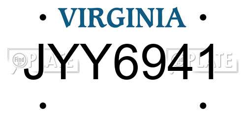 JYY6941 Virginia License Plate