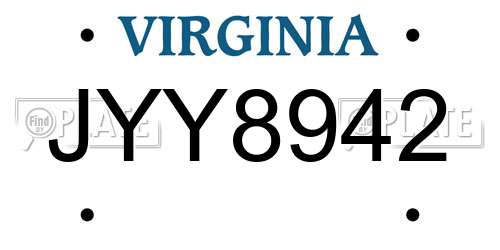 JYY8942 Virginia License Plate