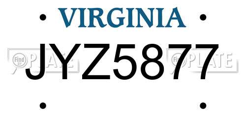JYZ5877 Virginia License Plate