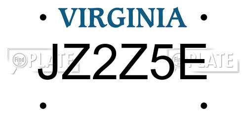JZ2Z5E Virginia License Plate