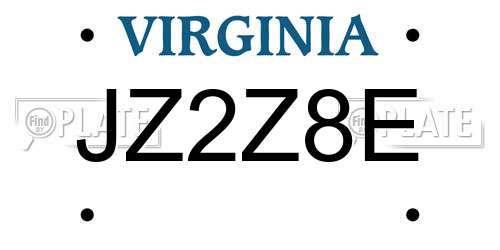 JZ2Z8E Virginia License Plate