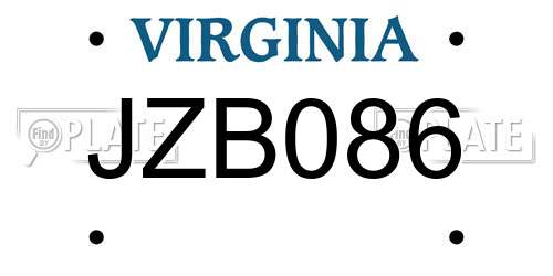JZB086 Virginia License Plate