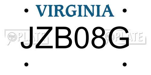 JZB08G Virginia License Plate