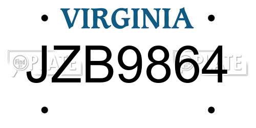 JZB9864 Virginia License Plate