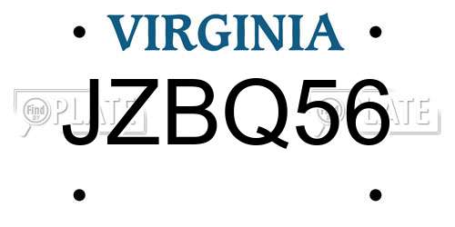 JZBQ56 Virginia License Plate