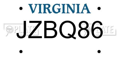 JZBQ86 Virginia License Plate