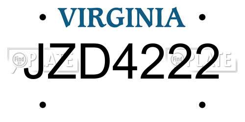 JZD4222 Virginia License Plate