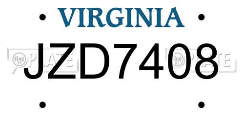 JZD7408 Virginia License Plate