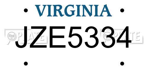 JZE5334 Virginia License Plate