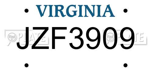 JZF3909 Virginia License Plate
