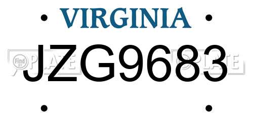 JZG9683 Virginia License Plate