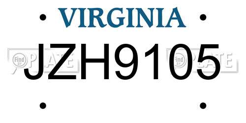 JZH9105 Virginia License Plate