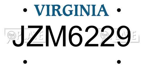 JZM6229 Virginia License Plate