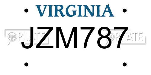 JZM787 Virginia License Plate