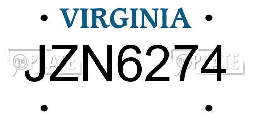 JZN6274 Virginia License Plate