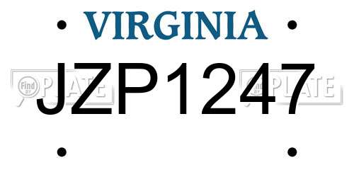 JZP1247 Virginia License Plate
