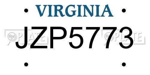 JZP5773 Virginia License Plate