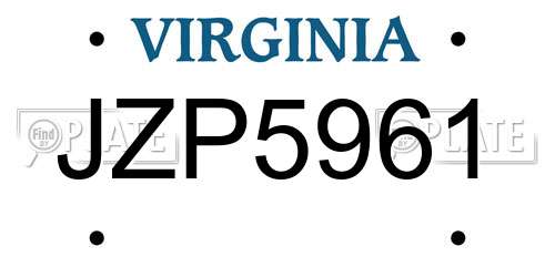 JZP5961 Virginia License Plate