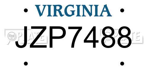 JZP7488 Virginia License Plate