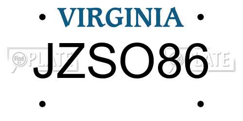 JZSO86 Virginia License Plate