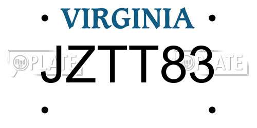 JZTT83 Virginia License Plate