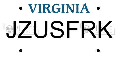 JZUSFRK Virginia License Plate