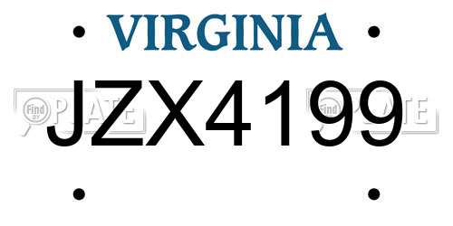 JZX4199 Virginia License Plate