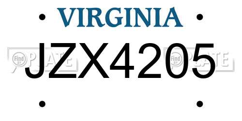 JZX4205 Virginia License Plate