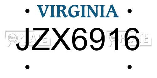 JZX6916 Virginia License Plate