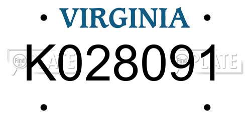 K028091 Virginia License Plate
