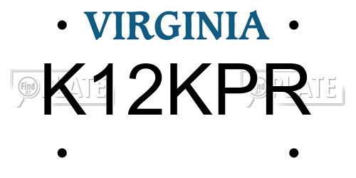 K12KPR Virginia License Plate