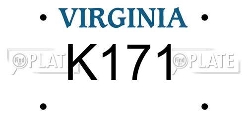 K171 Virginia License Plate