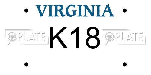 K18 Virginia License Plate