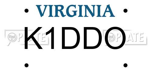 K1DDO Virginia License Plate