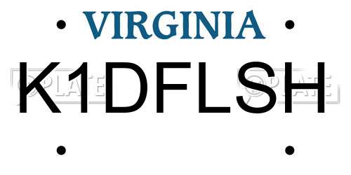 K1DFLSH Virginia License Plate