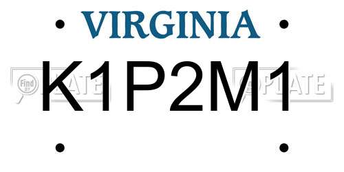 K1P2M1 Virginia License Plate